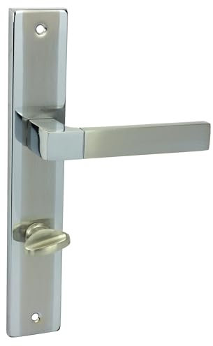 domino Türgriff 78 Drückergarnitur WC - Badezimmer Set Links & Rechts Türbeschlag für WC/Badezimmertüren L-Form Türklinke aus Aluminium Chrom/Nickel REAL M6/M9