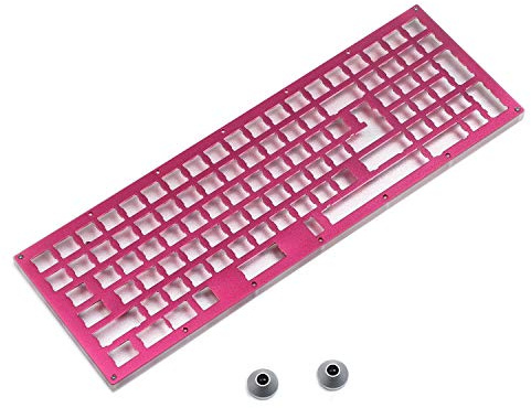 YMDK Vollständig programmierbare CNC-Sanwich-Gehäuse-Platte, Acrylrahmen, PCB-Stabilisatoren, unterstützt ANSI-ISO-DIY-Kit für YMD96 (QMK C Gold Pad PCB, Rose Top Silver Base)