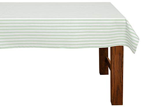FILU Tischdecke 140 x 220 cm Mint/Weiß gestreift (Farbe und Größe wählbar) - hochwertig gefertigtes Tischtuch aus 100% Baumwolle