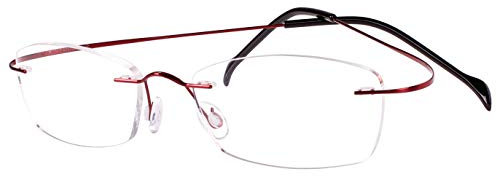 Agstum Reines Titan randloser Rahmen optische Scharnierbrille für Damen und Herren, rot, M