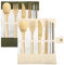 2er Set Bambus Utensilien Besteck SourceTon Wiederverwendbares Besteck Reise-Set Bambuslöffel, Gabel, Messer, Bürste, Essstäbchen und Strohhalm, umweltfreundliche tragbare Utensilien mit Etui
