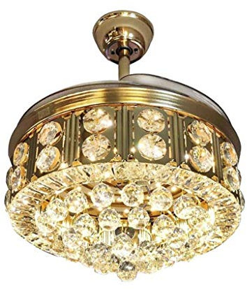 Ventilador de techo Stumm moderno ventilador de techo luz con mando a distancia Three-Color regulable dormitorio Retractable Mute de cristal interior (color: dorado, tamaño: 42 pulgadas)