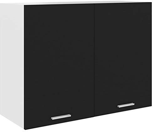 vidaXL Hängeschrank 2 Regalböden Küche Schrank Einbauküche Küchenzeile Küchenmöbel Oberschrank Küchenschrank Schwarz 80x31x60cm Holzwerkstoff