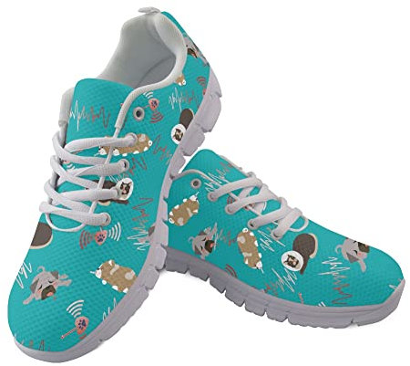POLERO Niedliche Mops-Krankenschwester-Schuhe für Damen, Wanderschuhe, Mesh-Loafer, lässige Laufschuhe, EU44