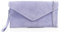 Le11 Genuine Italian Suede Leather Envelope Clutch Bags Party Wedding Purse Handbag Cross Body Bag (Lilac)