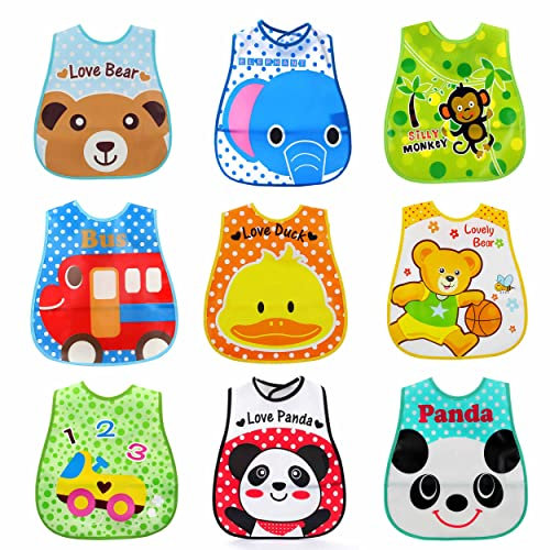 SLOSH Lätzchen Fütterlätzchen Wasserdicht Babylätzchen Abwaschbar Einfache Reinigung für Babys und Kleinkinder Jungen und Mädchen Set (Multicolor)