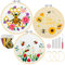 YINVA Anfänger Stickerei Set Stickerei Set, Blumenmuster Pflanzen Kreuzstich-Kit Starter Tools Kit mit 3 Stück Kunststoff-Stickrahmen, Farbfäden und Werkzeuge, für DIY Kunst, Handwerk, Nähen (Gelb)