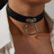 Zookey Schwarzes Leder Choker PU Gothic Choker Halskette Rock Halskette Verstellbarer Kragen Choker Halloween Cosplay Halskette für Frauen und Mädchen (O-Ring)
