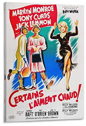 Enartly Druck Auf Leinwand Movie Some Like It Hot Classic Romance Comedy Movie Wall Art für Wohnzimmer Home Decor Boy Gift 60x90cm Kein Rahmen