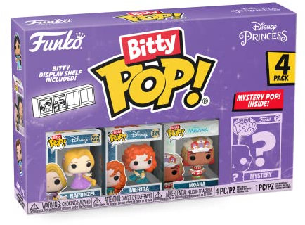 Funko Bitty Pop! Disney Princess - Rapunzel, Merida, Moana und eine Überraschungs-Mini-Figur - 0.9 Inch (2.2 cm) Sammlerstück Stapelbares Display-Regal Inklusive - Geschenkidee Party-Tüten-Strumpf
