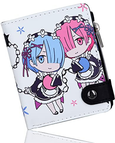 Roffatide Anime Re:Life in a different world from zero Geldbörsen für Jungen Kurzes Portemonnaie aus Kunstleder mit zwei Fächern Reisegeldbörse mit Münzfach