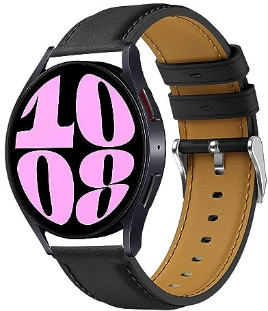 BIRDTOBR Leder Armband für Galaxy Watch6/ 5/4 40mm 44mm, 20mm Weiches Ersatzarmband mit Edelstahl-Verschluss für Galaxy Watch6 Classic 43mm 47mm, Galaxy Watch 3 41mm, Galaxy Watch Active 2