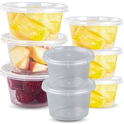 100 x 4oz Round Deli Sauce Pots with Lids for Dips, Salads Ideal for Takeaway Food, Delivery, and Restaurant Use Reusable, BPA Free Meal Prep Containers (100 SETs)