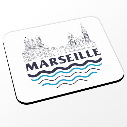 Fabulous Tapis de Souris Blanc - Marseille Minimalist France Ville Pastis Om - (Dimensions 24 x 20 cm)