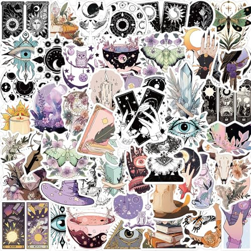 Hexe Sticker 50 Stück,Witchy Sticker Set Wasserfest Graffiti Aufkleber,Aesthetic Sticker für Laptop Skateboard Koffer Helm Auto Fahrrad Handy Scrapbook,Geschenk für Kinder Teenager Erwachsene