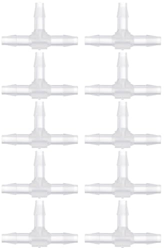 Homoyoyo 10pcs Hose Tee Joints 3 Way Hose Connector T Shape Barbed Fittings for Air Tube Water Tube Repair and Extension Laboratory Food Beverage Chemical Garden Irrigation