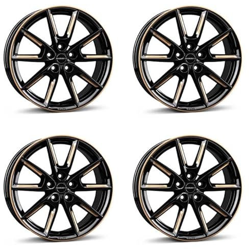 4x Borbet Felgen LX18 8x18 ET48 5x112 black glossy gold spoke rim kompatibel mit VW Beetle Caddy e-Golf Eos Golf ID.3 Jetta Passat Sharan Touran T