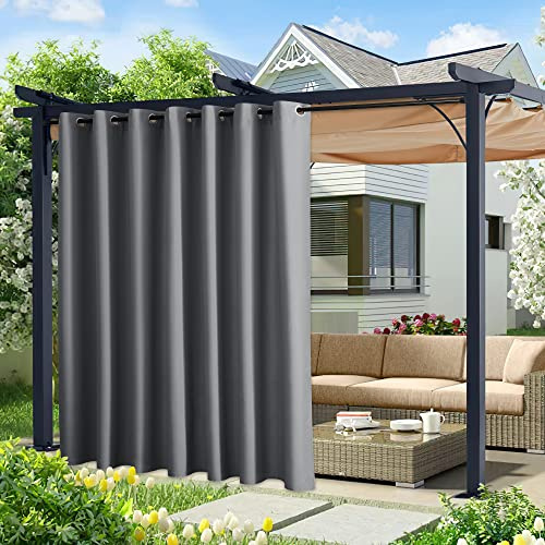 NICETOWN Outdoorvorhänge aus Segeltuch, extra breit, wasserdicht, rostfreie Ösen, vertikale Vorhänge für Pavillon, Veranda, Cabana, B 100 x L 84, Dunkelgrau, 2 Paneele