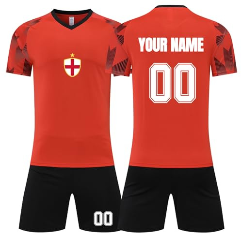 England Football Shirt 2024, Football Kit Personalised with Name Number, Football Kits for Kids Adult, Football Gifts for Boys Men