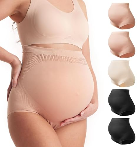 momcozy High Waist Maternity Pants, Maternity Underwear Over Bump, Soft Pregnancy Knickers Seamless