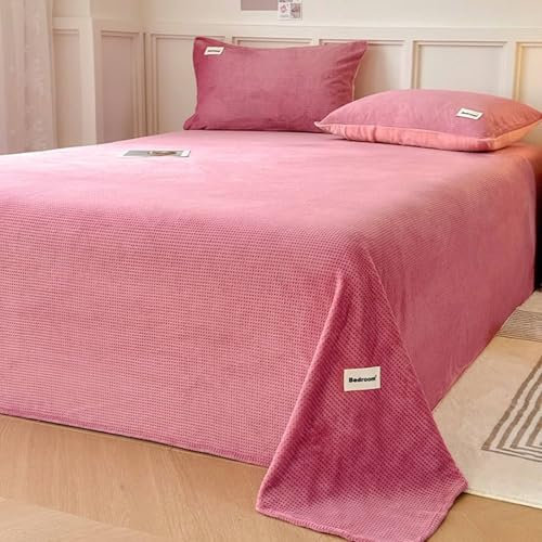Homxi Drap Ete,160 x 230 CM,Cache Sommier Matelassé Velours de Lait Couleur Unie Drap Housse de Matelas Rose Violet