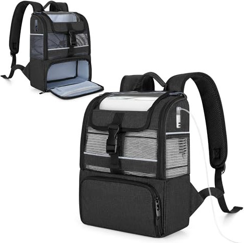 CURMIO Rucksack für Tragbare Sauerstoffkonzentratoren, Leichter Reisetasche für Mobile Sauerstoffgerät Kompatibel mit Rhythm Healthcare P2 P2-E6 P2-E7 (Nur Tasche), Schwarz