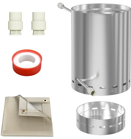 LARS360 Poolheizung aus Edelstahl, Feuertonne mit Heizschlange, 32/38mm Anschlüsse, Beheizbarer Poolofen für Garten & Outdoor, Holzbeheizung für Pools, inkl. Feuerschutzmatte & Restasche Auffangwanne