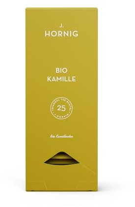 J. Hornig Bio Kamillentee, Kamillentee im Premium Pyramidenteebeutel, milder Geschmack, bio-zertifiziert, 25 biolgisch abbaubare Teebeutel