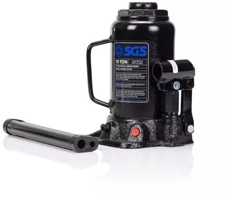 SGS 15 Tonne Bottle Jack, Hydraulic, Steel Wide Base - Range: 205 mm - 390 mm