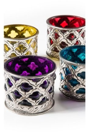 Inde Mini photophore en verre coloré Violet