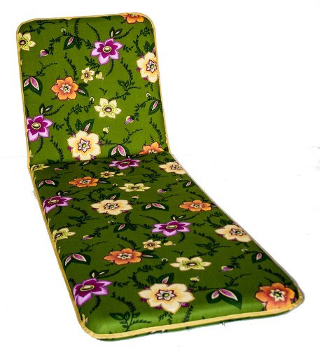 Adlatus-Kühnemuth Polsterauflage Gartenstuhlauflagel Modell 330 grün mit Blumen (175x50 cm Relaxliegenauflage)