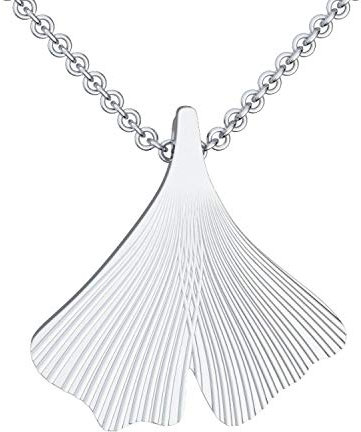 Ginkgoblatt Anhänger mit Halskette in Silber 925 inkl. Luxus-Etui + Kettenanhänger Damen Gingko Anhänger Ginko Blatt glänzend Kette inkl. Ginkgo Glücksanhänger Schmuck FF156 SS92545