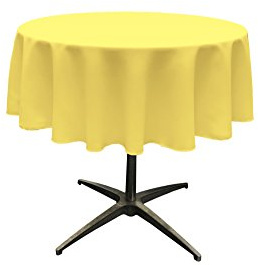 LA Linen Poplin Round Tablecloth, Polyester, Light Yellow, 51-Inch