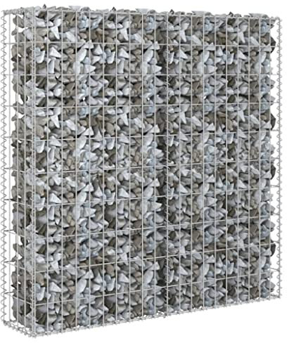 vidaXL Mur à Gabion Couvercles Acier Galvanisé 80x20x100 cm Jardin Terrasse
