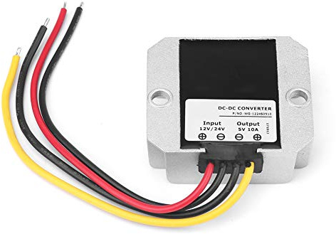 Convertidor Reductor 12V a 5V 10A, Módulo Regulador de Voltaje Impermeable 50W con Pantalla LED, para Coche, Audio y Sistemas Automotrices