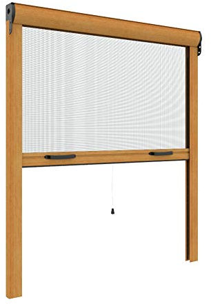 Zanzanet Zanzariera Verticale per finestre su Misura 42 mm cassonetto Sottile Personalizzabile a Rullo con Molla Telaio con Profilo Robusto e Resistente in Alluminio Made in Italy Douglas