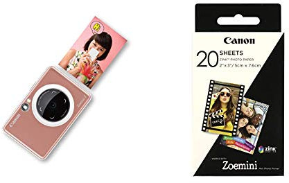 Canon Zoemini S Rose Dor - Appareil Photo instantan & Imprimante+ ZP-2030 Papier Photo Technologie Z-Ink - Pack de 20 Feuilles compatibles ZOEMINI