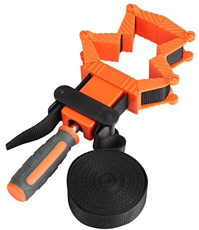 Strap Wrench with 4 Clamping Jaws, 4m Nylon Strap Clamp Jaws Picture Frame Woodworking Tool for Gluing, Nailing