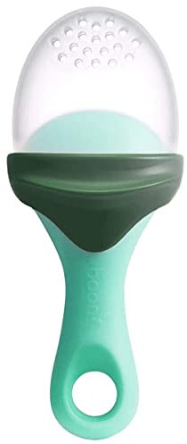 Boon B11414 Pulp, Mint, Silicone Spoon with Small Holes Ideal for Toddler Self-Feeding, Suitable for Babies from 6 Plus Months