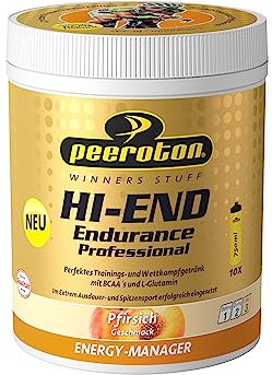 Peeroton Hi End Endurance Professional Pfirsich - Isotonisches Getränkepulver - hochwertig abgestimmte Kohlenhydrat Mischung mit BCAAs und Glutamin, Optimales Natrium-Kalium Verhältnis - 600 g