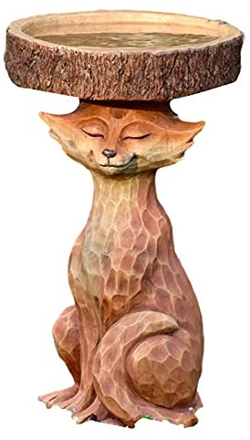 Garten Vogeltränke Vollgröße Feengarten Vogeltränke Harz Stehende Füchse Vogeltränke Tierstatue - Outdoor Vogelfutterspender Harz Dekoration Niedliche Füchse Garten Ornament für Garten