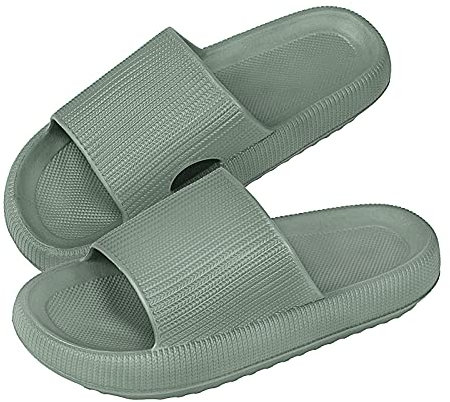 MoneRffi Badelatschen Damen Badeschuhe Herren-Badeschlappen Hausschuhe Damen, Cozislides Airfoot Wolken Wolkenschuhe Rutschfeste Pantoletten, Cozy Slides Schlappen(Grün,36/37 EU)