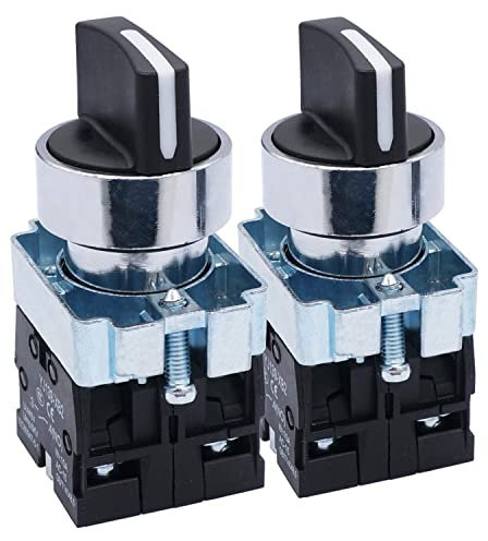 Taiss 2 pezzi Selettore Rotativo Mantenuta 2NO 3 Posizioni Selettore Rotativo 22mm 440V 10A XB2-20X/31