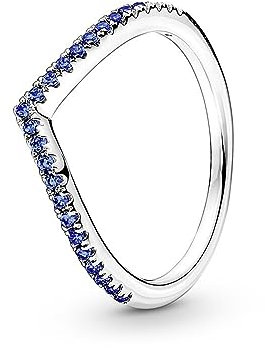 PANDORA Ring Timeless Funkelnder Wunsch Silber, blaue Kristalle 196316C02 56