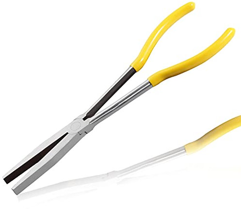 LEONTOOL Flachzange mit langer Reichweite, 27,9 cm, Entenschnabelzange mit gezackten Backen für Autoreparatur, mechanische Arbeiten, schwer zu erreichende enge Räume und begrenzte Freiraumbereiche