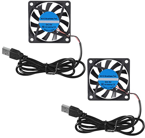 ALAMSCN 2PCS DC USB Bürstenloser Lüfter 5V 6010 Computerlüfter 60x60x10 mm PC Lüfter für Computergehäuse Router Lüfteraustausch
