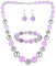 Bulinlin Perlen Damen Schmuck Set Silber Choker Halskette Ohrringe Creolen Statement Modeschmuck Weihnachtsgenchenke für Frauen(Light purple)
