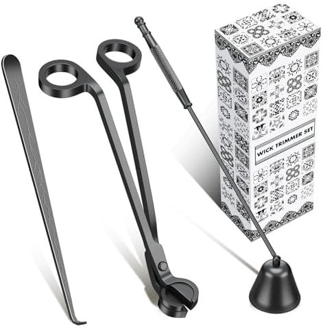 calary Kerzendochtschneider, Kerzenlöscher und Dochtlöffel & Kerzenzubehör-Set, 3-in-1-Kerzenpflegeset für Kerzenliebhaber (Schwarz)