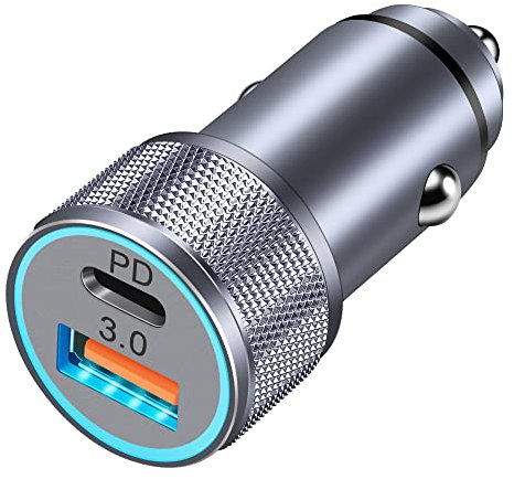 LUOSIKE Car Charger, 38W 2-Port USB C Adapter, 12-24V Cigarette Lighter USB Socket with PD/QC, Compatible with iPhone 16/15/14/13/12/Pro/Max/Plus/16e, Samsung S25/S24/S23/S22, Google Pixel 9/8/7/6