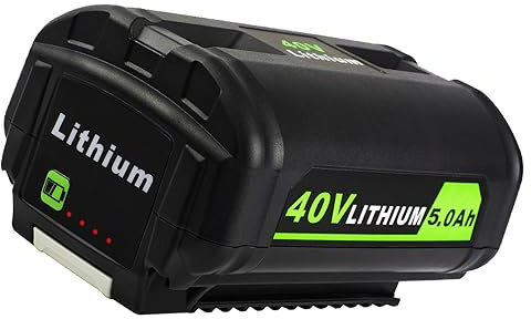 DEWQKI 5.0Ah 40V Akku Kompatibel mit Ryobi 40V Akku OP4050A OP40601 OP4026A OP4040 OP4030 OP4050 OP4015 OP40261 OP40201 OP40301 OP40401 mit LED-Anzeige
